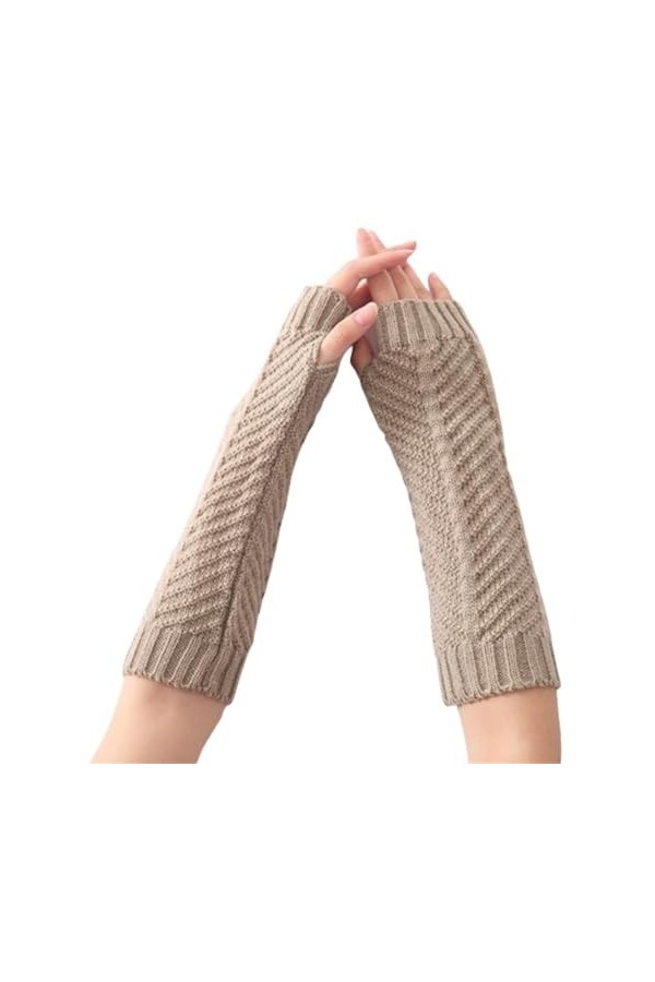 Gants Sans Doigts Pour Femmes Gants Chauffe Bras En Tricot En Forme DArête De Poisson Gants Demi Doigts Unisexes Avec Trou P