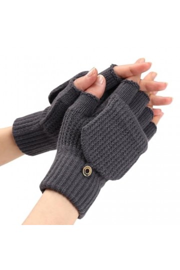 Gants Demi Doigts Pour Femmes Gants Sans Doigts Convertibles En Tricot Fin Mitaines Thermiques DHiver Trou Pour Le Pouce Cha