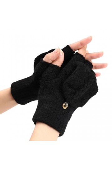 Gants Demi Doigts Pour Femmes Gants Sans Doigts Convertibles En Tricot Torsadé Mitaines Thermiques DHiver Trou De Pouce Chau