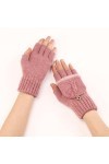 Gants Demi Doigts Pour Femmes Gants Sans Doigts Convertibles En Tricot Simple Mitaines Thermiques DHiver Trou Pour Le Pouce 