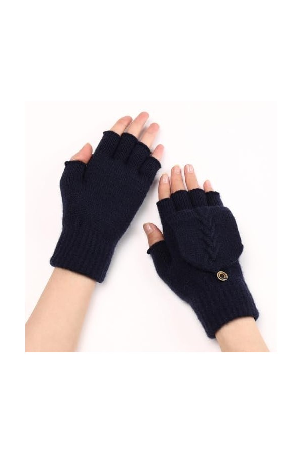 Gants Demi Doigts Pour Femmes Gants Sans Doigts Convertibles En Tricot Torsadé Mitaines Thermiques DHiver Trou Pour Le Pouce