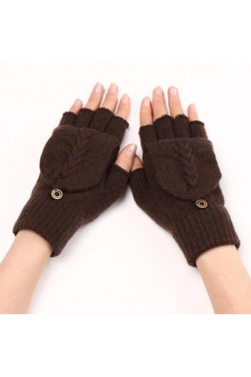 Gants Demi Doigts Pour Femmes Gants Sans Doigts Convertibles En Tricot Torsadé Mitaines Thermiques DHiver Trou De Pouce Chau