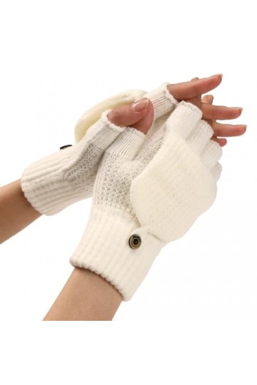 Gants Demi Doigts Pour Femmes Gants Sans Doigts Convertibles En Tricot Fin Mitaines Thermiques DHiver Trou Pour Le Pouce Cha