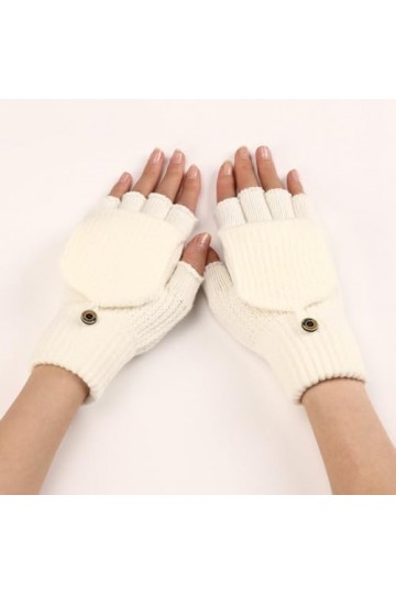 Gants Demi Doigts Pour Femmes Gants Sans Doigts Convertibles En Tricot Fin Mitaines Thermiques DHiver Trou Pour Le Pouce Cha