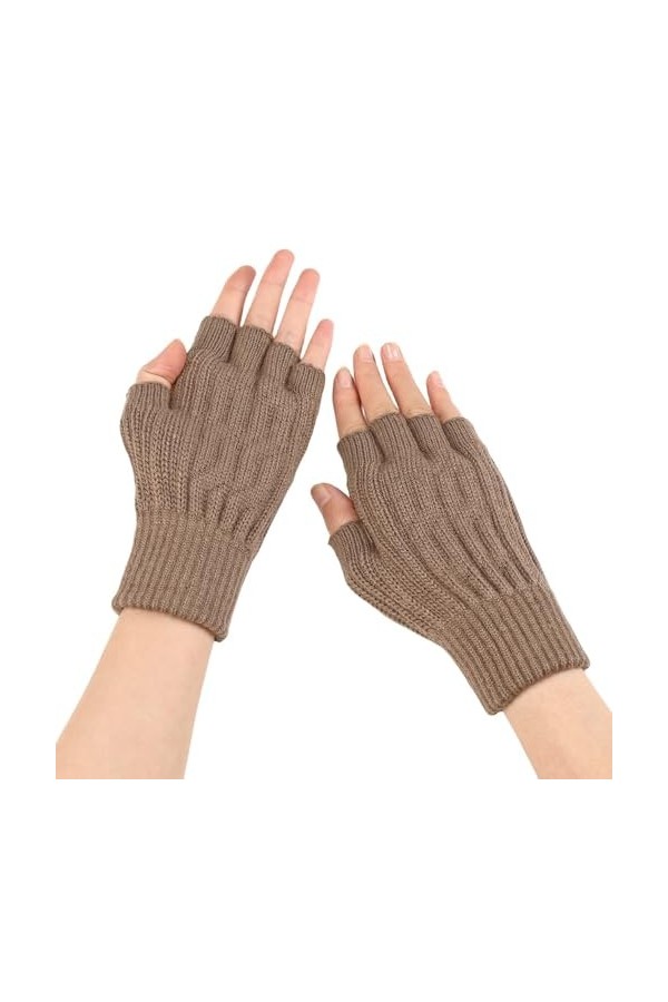 Gants Sans Doigts Pour Femmes Mitaines Thermiques En Tricot Avec Trou Pour Le Pouce Gants Chauffe Poignets Élégants Gants Dem