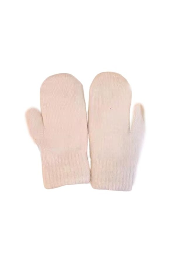 Leadrop 1 paire de moufles dhiver pour femme en fausse fourrure de lapin, polaire, couleur unie, tricot, élégantes, pour gar