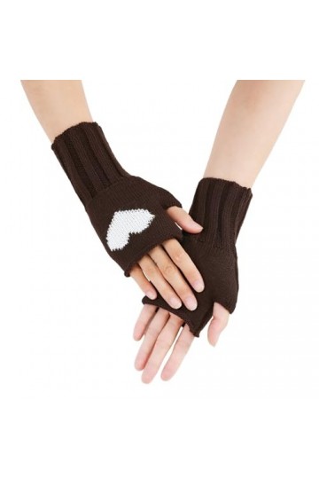 HERSIL Mitaines Mitaines Tricot Chaud Femme Moufles Convertibles Fleurs à la Mode Gants Blancs Long Femme, café, taille uniqu