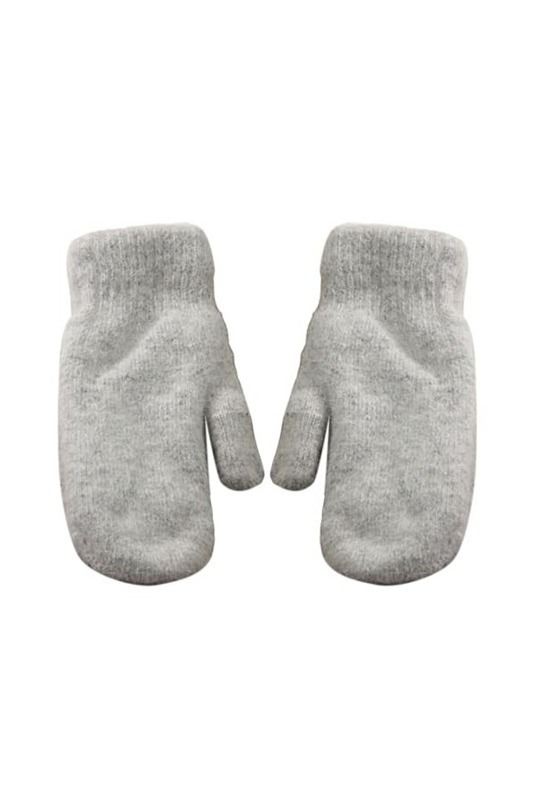 Leadrop 1 paire de moufles pour femme à double couche, extensibles, douces, épaisses, résistantes au froid, couleur unie, pou