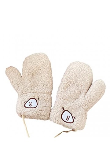 Leadrop 1 paire de moufles pelucheuses en forme danimal mignon avec corde de suspension épaisse et douce pour garder au chau