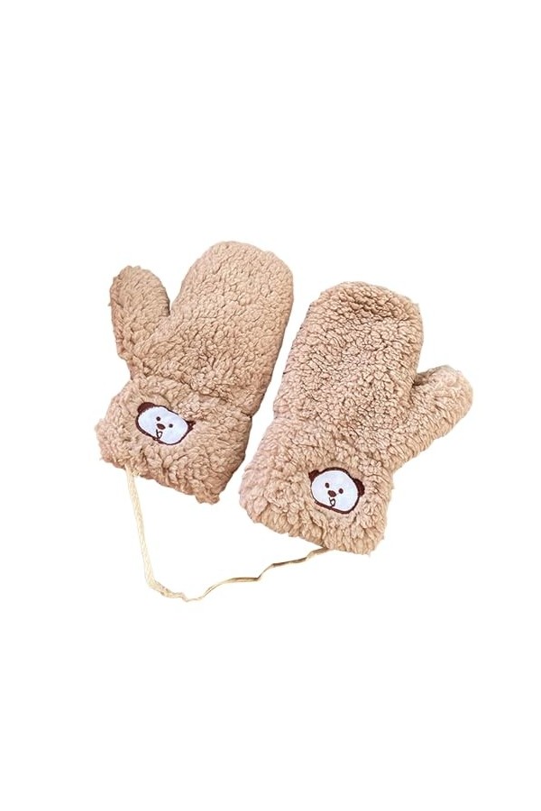 Leadrop 1 paire de moufles pelucheuses en forme danimal mignon avec corde de suspension épaisse et douce pour garder au chau