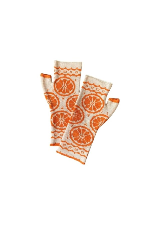 Gants doux pour étudiants, mitaines chaudes, demi-doigts, moufles à motif orange pour hommes et femmes, fournitures de cyclis