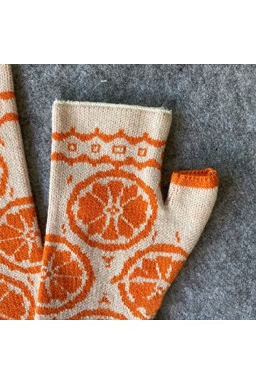 Gants doux pour étudiants, mitaines chaudes, demi-doigts, moufles à motif orange pour hommes et femmes, fournitures de cyclis