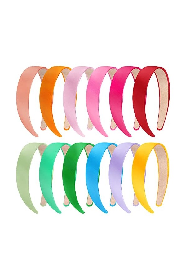 SIQUK 14 Pièces Satin Bandeaux Cheveux Headband Large Bandeau Serre-tête pour Femme et Fille, 14 Couleurs