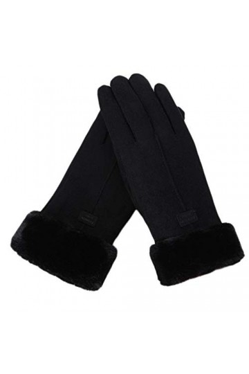 JHD Femmes Hiver Faux Daim écran Tactile Gants Thermique Chaud en Peluche doublé Temps Froid Coupe-Vent Conduite élégante Mit