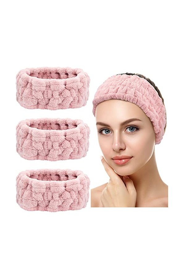 3 Bandeaux de Lavage de Visage pour Maquillage et de Yoga Sports Douche Bandeau Facial Spa Serre-tête Élastique pour Filles e