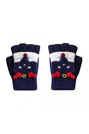 Moufles tricotées chaudes et convertibles avec imprimé animal de dessin animé - Pour enfants - Pour lhiver - Pour femme ble