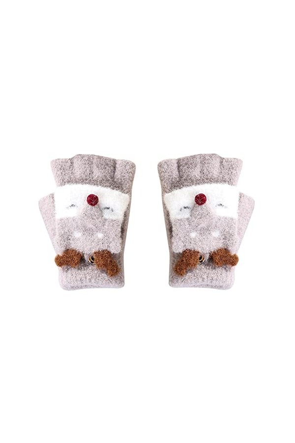 Moufles tricotées chaudes convertibles avec imprimé animal de dessin animé - Mitaines dhiver pour enfants - Mitaines tricoté