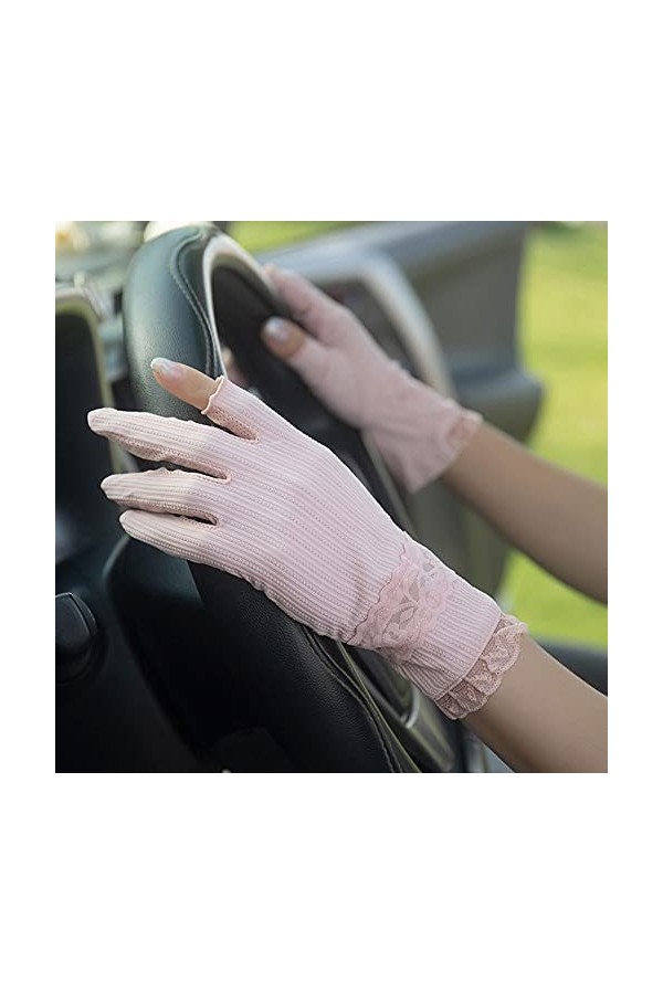 Yoaodpei Gants de la crème solaire de la soie de glace à deux doigts en été à la mode de la dentelle féminine de la dentelle 