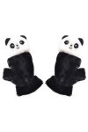 KieTeiiK Gants dhiver chauds en peluche avec motif panda, gants doux avec doublure douce, Noir , taille unique