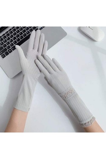 Yoaodpei Gants de crème solaire mince dété, dames élégante dentelle gant de la soie de glace, conduite en plein air et équit