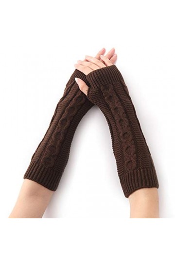 LUOXUEFEI Gants Hiver Femmes Longues Manches Chaudes Mitaines Femme Tricot Demi-Doigt sans Doigts Manchettes Gants