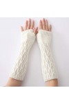 LUOXUEFEI Gants Hiver Femmes Longues Manches sans Doigts Mitaines Solide Doux Chaud Tricot Demi-Doigt Manchettes Gants