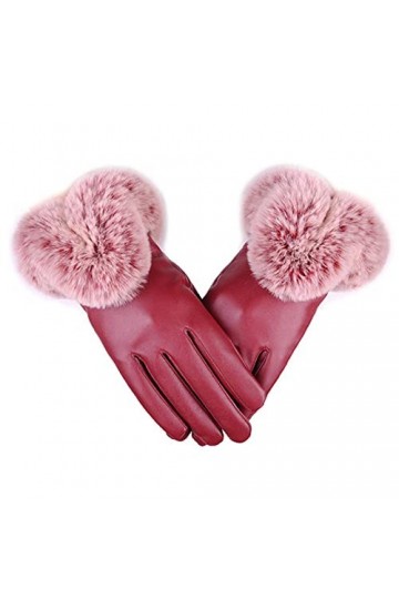 XINGYUANHE Gants dhiver pour Femmes Mitaines en Cuir PU Dame Femme Gants Chauds en Plein air