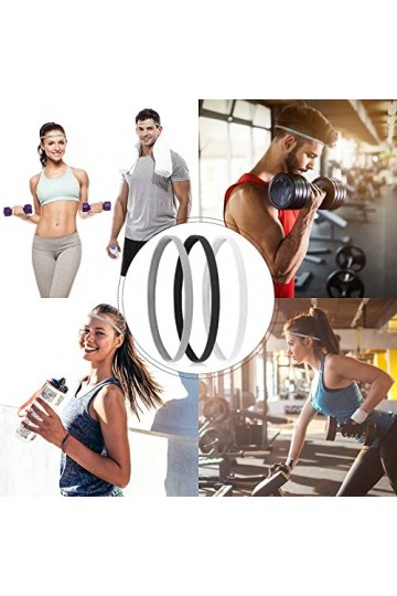 WLLHYF Lot de 3 bandeaux à cheveux doux et antidérapants Noir et blanc Petits élastiques Pour homme et femme