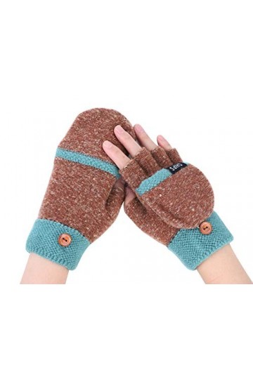 Gants Demi-Doigts Automne-Hiver Gant en Laine Tricoté Femme Fille Mitaine à Ecran Tactile Doux Chaud Chic Gants de Clamshell 