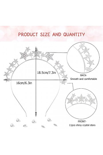 HIFOT étoile Serre Tete Femme Strass et Paillettes Or Bandeau Cheveux Fille, Perle Diademe Mariage Accessoire Cheveux pour Fe