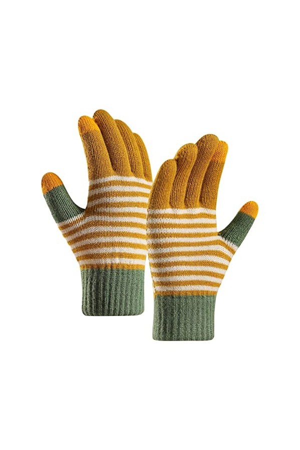 Gants dhiver pour femme - Gants chauds en tricot - Poignets élastiques - Gants dhiver pour textos - Moufles pour femme - Pa
