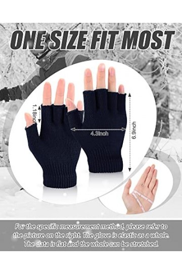 Gants sans Doigts dHiver Gants Demi-Doigts en Tricot Chauds Mitaines Tricotées Unisexes pour Sports Extérieur Marin 