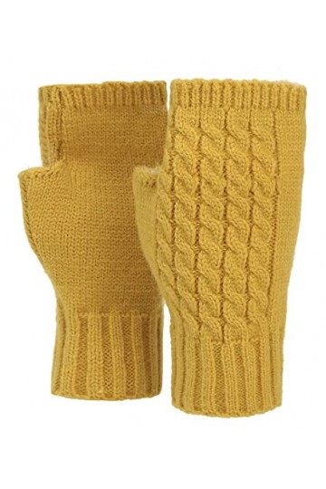 Ever Bloom Mitaines pour femme - Chauds - Tricot - Moufles dhiver - Couleur unie, jaune, taille unique