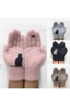 TJOIUY Gants dhiver Gants dhiver pour Hommes Femmes Adolescents Mignon Chat et Oiseau imprimé Thermique Gants tricotés Coup