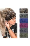 Kavya 4 Pièces Bandeau Cheveux Femme Large élastique Doux Boho Bandeaux Imprimé Léopard Yoga Sport Headband Multicolore Serre