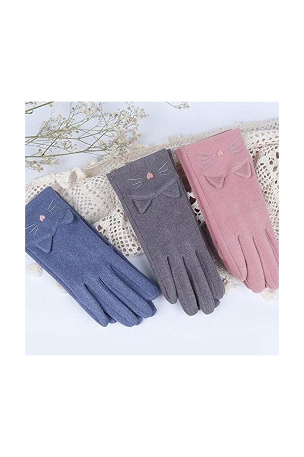 Femme Automne Mignon Lapin Chat Broderie Gants Cachemire Élastique&nbsp;&nbsp;&nbsp;Gants De Conduite Femmes Lapin&nbsp;&nbsp;&nbsp;Mince Vélo Chaud Gants 