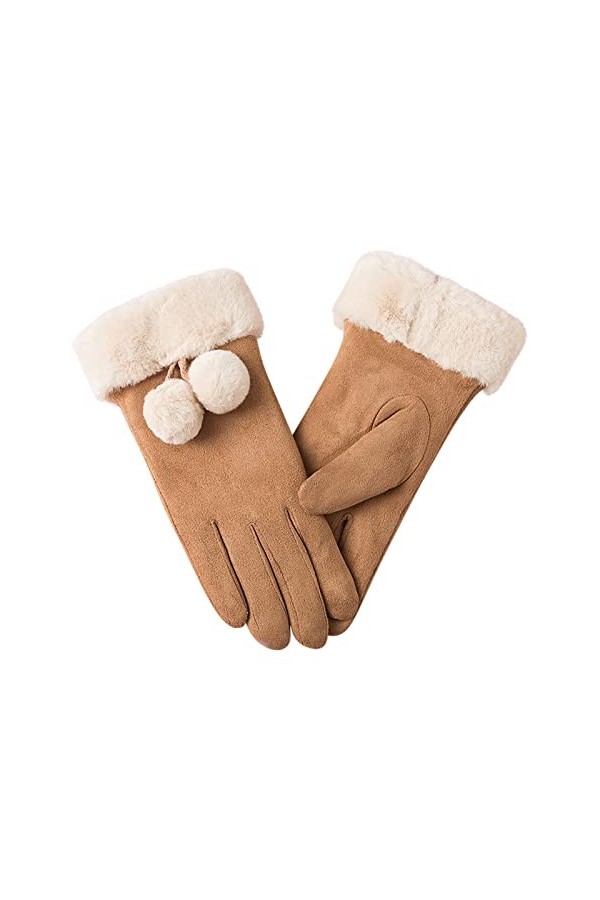 Gants chauds tendance pour femme - Pour lextérieur, léquitation, la conduite - Nœud mignon - En polaire - Gants antidérapan