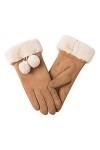 Gants chauds tendance pour femme - Pour lextérieur, léquitation, la conduite - Nœud mignon - En polaire - Gants antidérapan