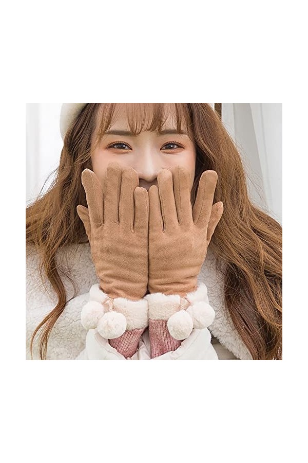 Gants chauds tendance pour femme - Pour lextérieur, léquitation, la conduite - Nœud mignon - En polaire - Gants antidérapan