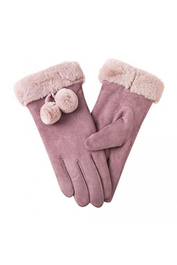 KhG383 Gants chauds en polaire avec nœud pour femme Violet Taille unique, violet, Taille Unique