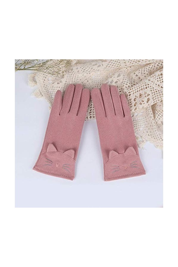 Femme Automne Mignon Lapin Chat Broderie Gants Cachemire Élastique&nbsp;&nbsp;&nbsp;Gants De Conduite Femmes Lapin&nbsp;&nbsp;&nbsp;Mince Cyclisme Gants Ch