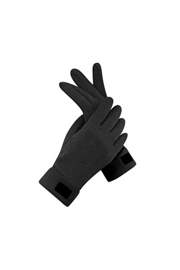 Gants dhiver thermiques pour femme avec écran SMS, chauds et doux en tricot élastique Gants dhiver imperméables, Noir , tai
