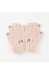 Gants décontractés en peluche brodée avec motif bonhomme de neige pour femme - Gants chauds dhiver pour temps froid rose vi