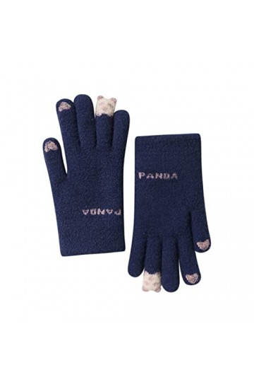 Gants épais en velours et gants chauds pour lhiver et lextérieur - Accessoires dhiver pour femme, bleu marine, taille uniq