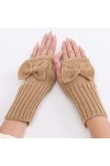 Liyinco Gants sans Doigts tricotés pour Dames dhiver, Gants Demi-Doigts Mignons avec nœud Papillon, Gants décriture de Cycl