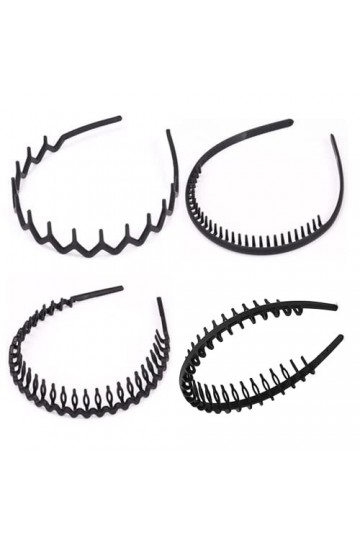 Lot de 4 bandeaux élastiques pour homme, zigzag, noir mat, antidérapant, plusieurs styles, convient pour le sport, le fitness