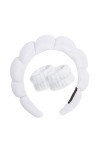 Tadipri 1 Pièce Bandeau Maquillage Bandeaux De Lavage Élastique Headband Cheveux Et 2 Pièces Bracelets De Toilettepour Femmes