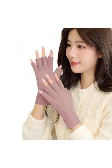 EVANEM Gants Sans Doigts Pour Femme Couleur Unie Doux Demi-Doigts Mitaines Thermiques Simples DHiver Gants Chauffants Pour D