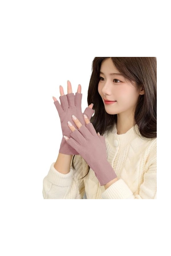 EVANEM Gants Sans Doigts Pour Femme Couleur Unie Doux Demi-Doigts Mitaines Thermiques Simples DHiver Gants Chauffants Pour D