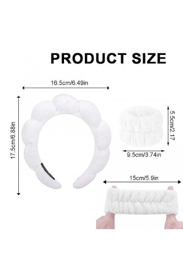Tadipri 1 Pièce Bandeau Maquillage Bandeaux De Lavage Élastique Headband Cheveux Et 2 Pièces Bracelets De Toilettepour Femmes